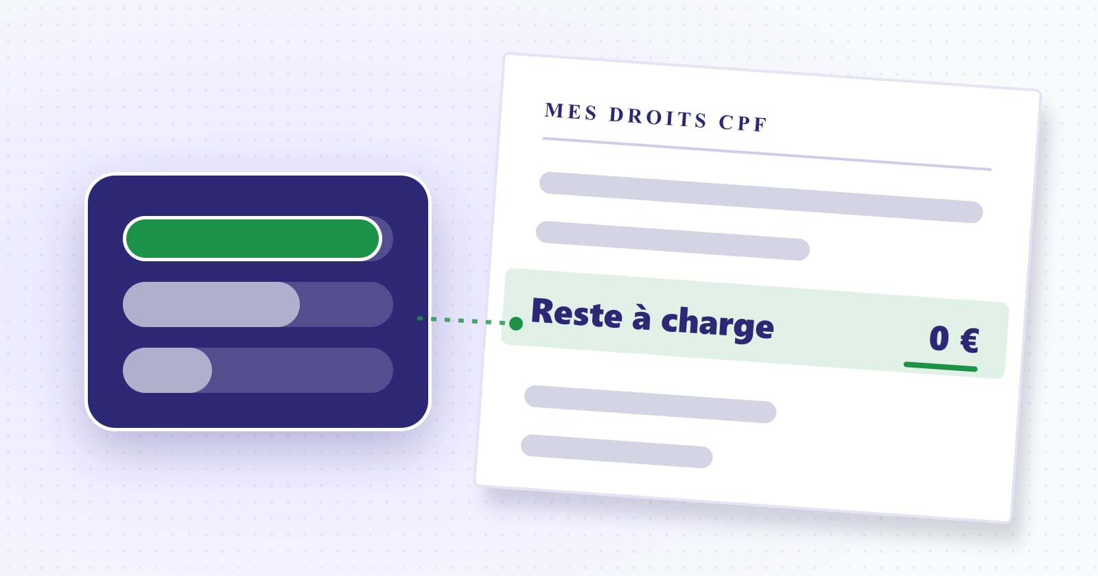 Illustration éditoriale : reste à charge — 0 €. Rubrique Financement et CPF.