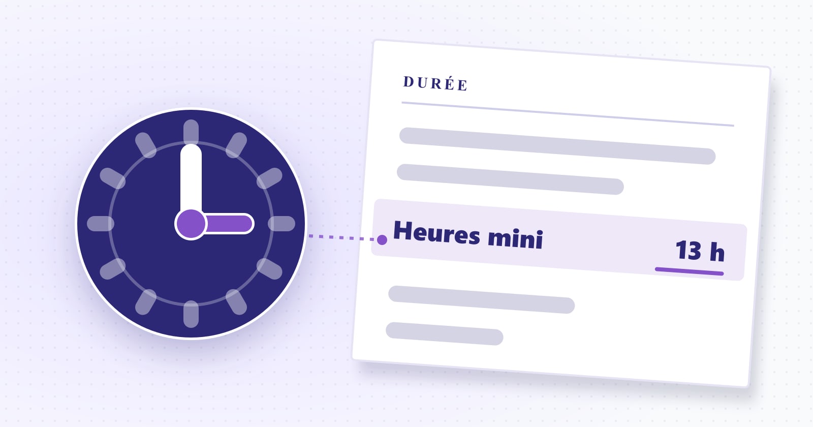 Illustration éditoriale : heures mini — 13 h. Rubrique Boîte automatique.