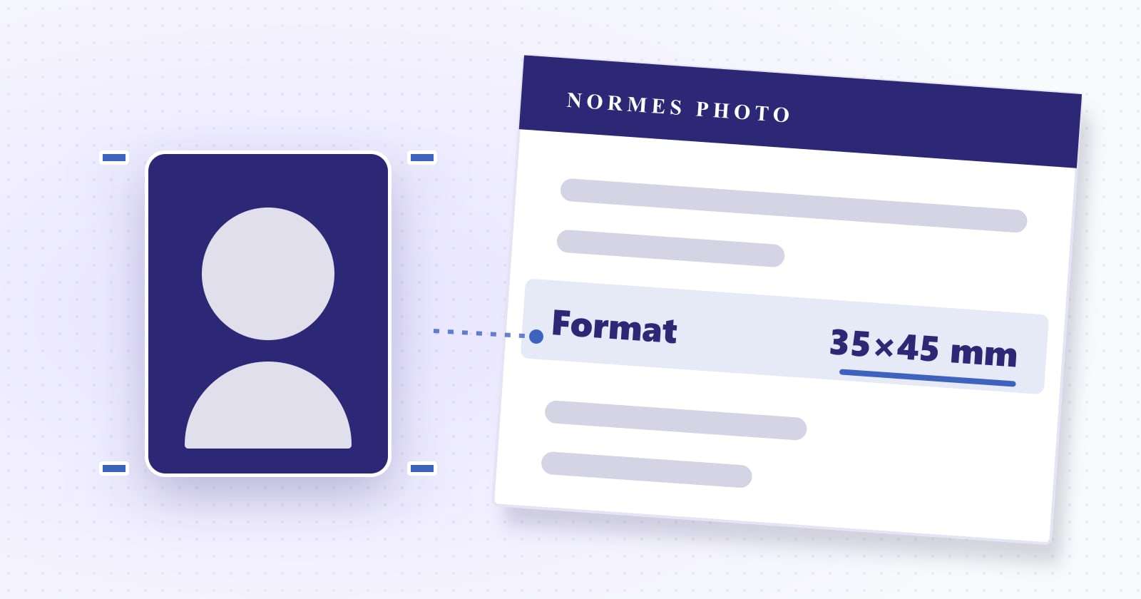 Illustration éditoriale : format — 35×45 mm. Rubrique Démarches ANTS.
