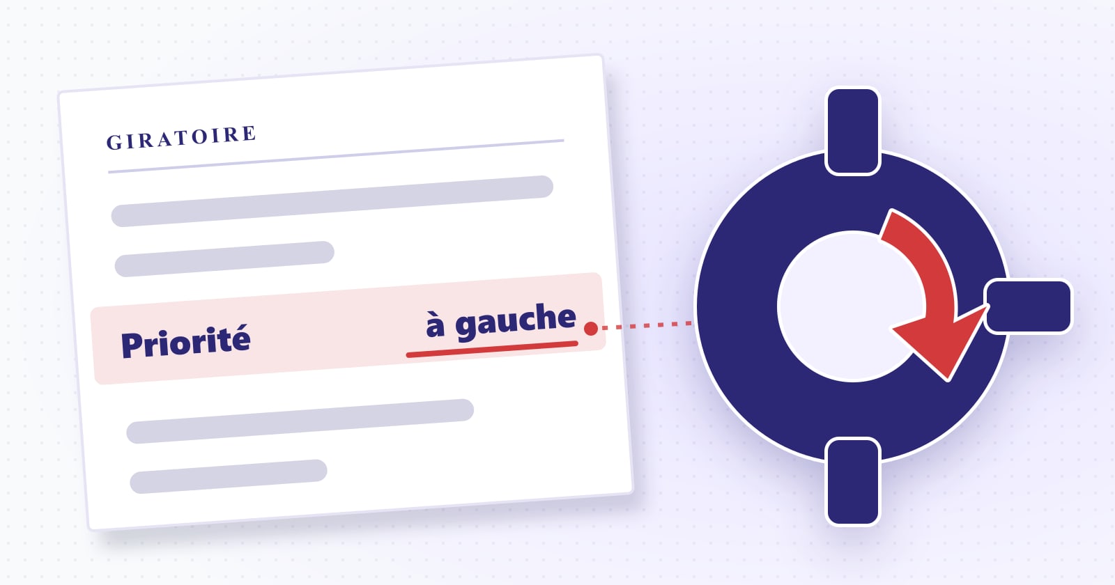 Illustration éditoriale : priorité — à gauche. Rubrique Code de la route.