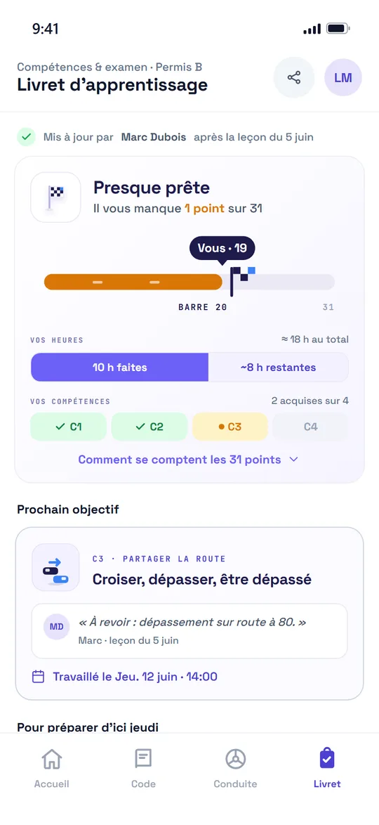 App Smoni : le livret d'apprentissage